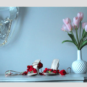 Lace up Rose Detail Sandals